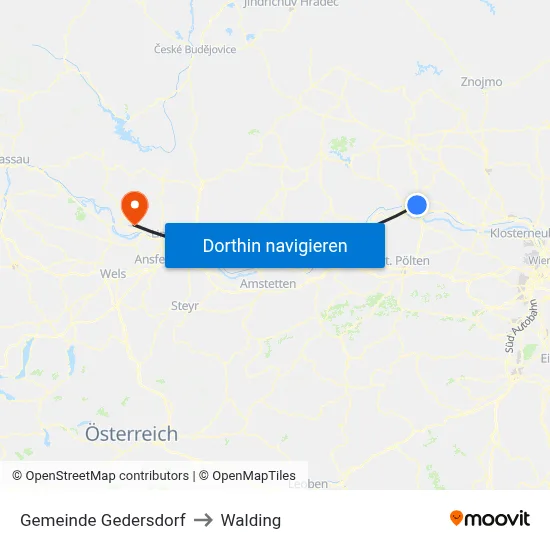 Gemeinde Gedersdorf to Walding map