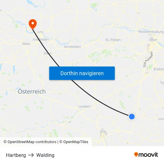 Hartberg to Walding map