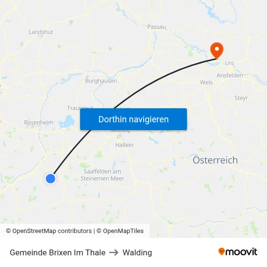 Gemeinde Brixen Im Thale to Walding map