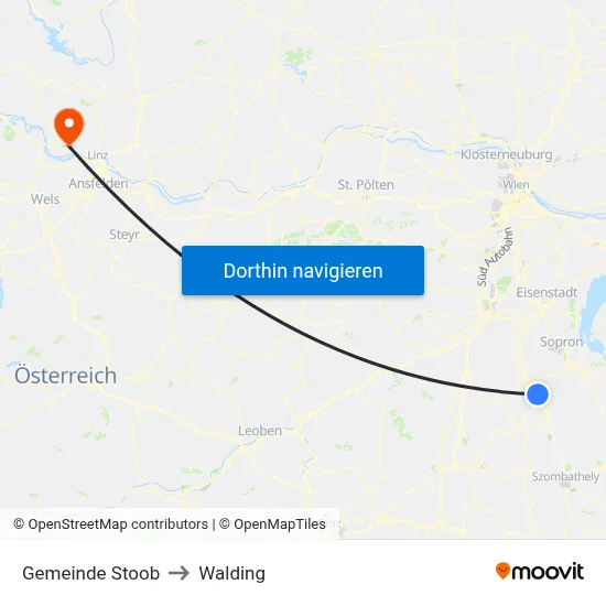 Gemeinde Stoob to Walding map