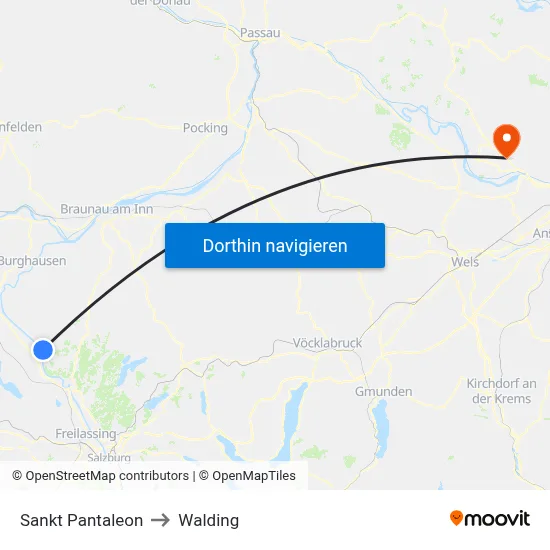 Sankt Pantaleon to Walding map