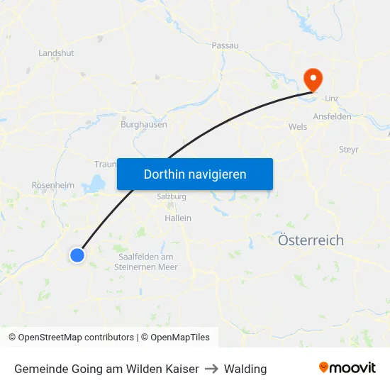 Gemeinde Going am Wilden Kaiser to Walding map