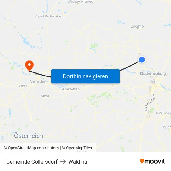 Gemeinde Göllersdorf to Walding map