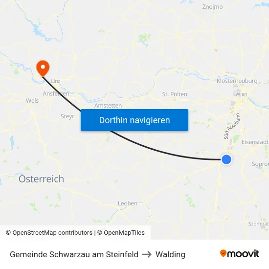 Gemeinde Schwarzau am Steinfeld to Walding map