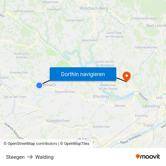 Steegen to Walding map