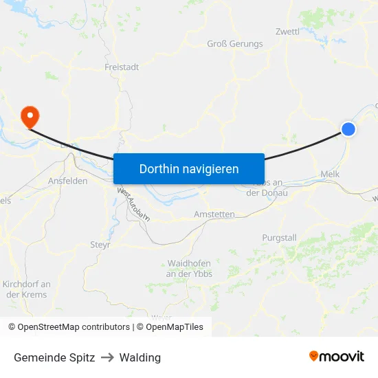 Gemeinde Spitz to Walding map