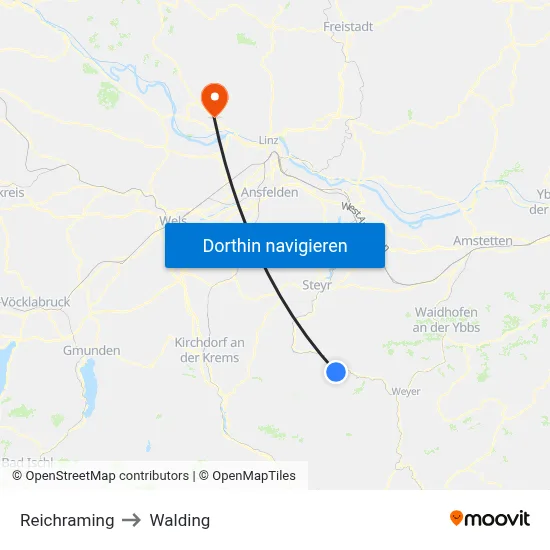 Reichraming to Walding map