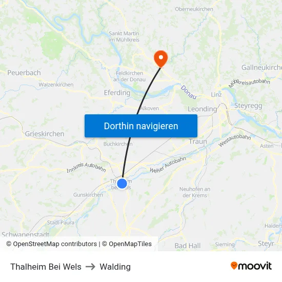 Thalheim Bei Wels to Walding map