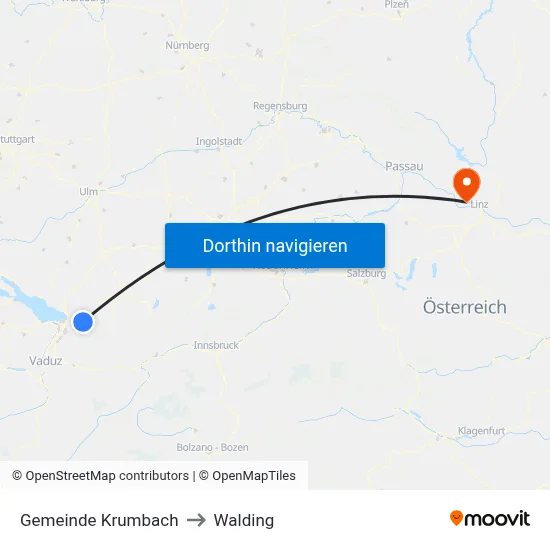 Gemeinde Krumbach to Walding map