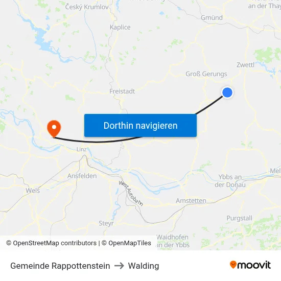 Gemeinde Rappottenstein to Walding map