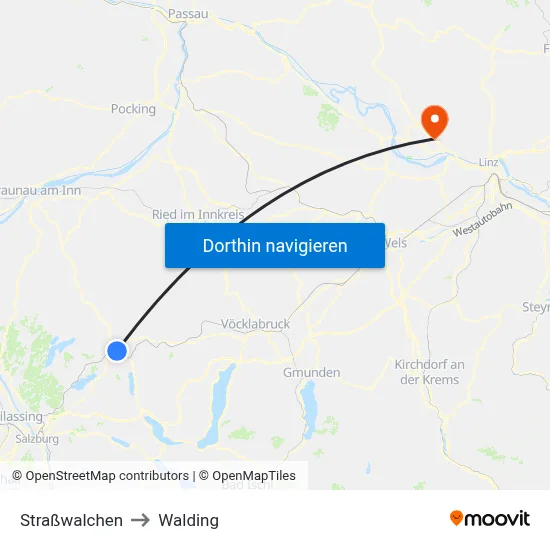 Straßwalchen to Walding map