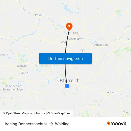 Irdning-Donnersbachtal to Walding map