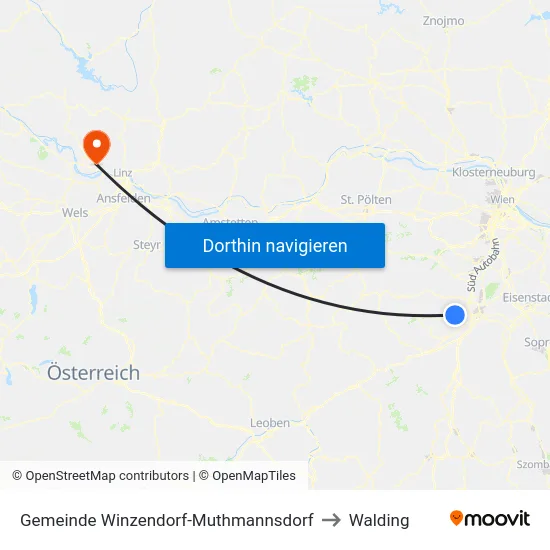 Gemeinde Winzendorf-Muthmannsdorf to Walding map