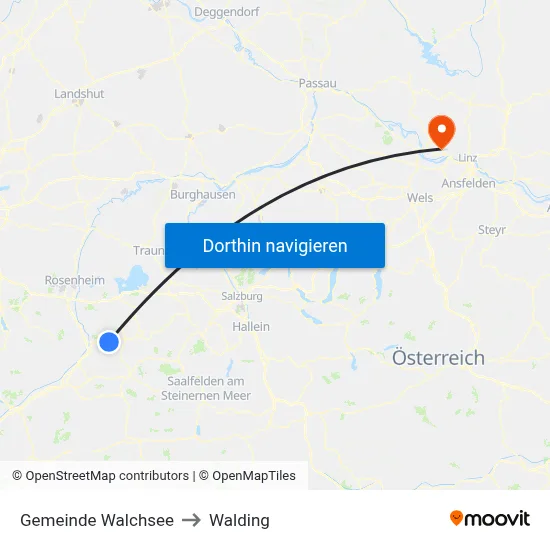 Gemeinde Walchsee to Walding map