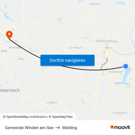 Gemeinde Winden am See to Walding map