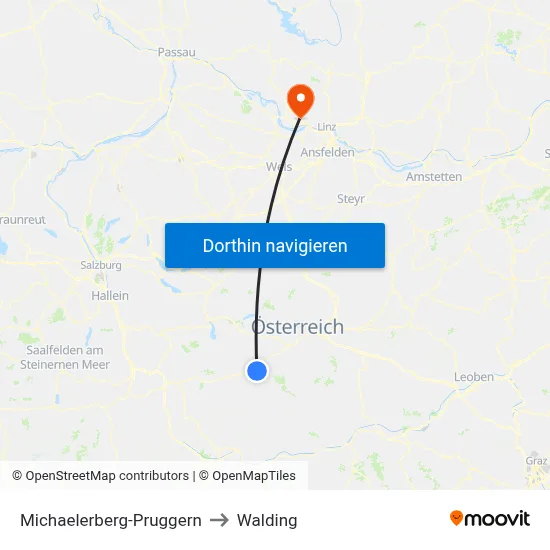 Michaelerberg-Pruggern to Walding map