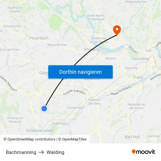 Bachmanning to Walding map