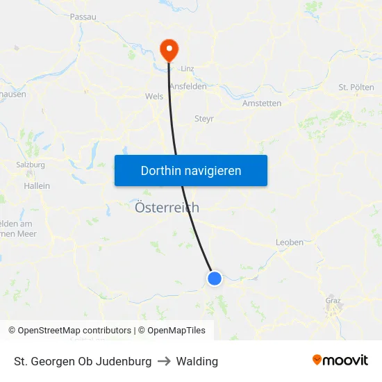 St. Georgen Ob Judenburg to Walding map