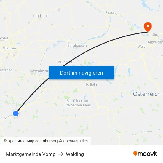 Marktgemeinde Vomp to Walding map