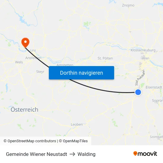 Gemeinde Wiener Neustadt to Walding map