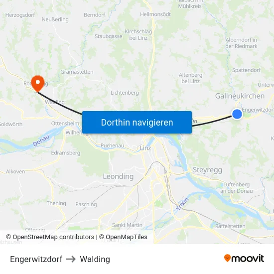 Engerwitzdorf to Walding map