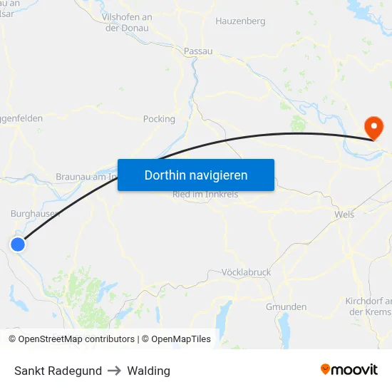 Sankt Radegund to Walding map
