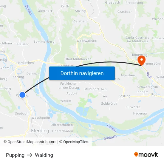 Pupping to Walding map