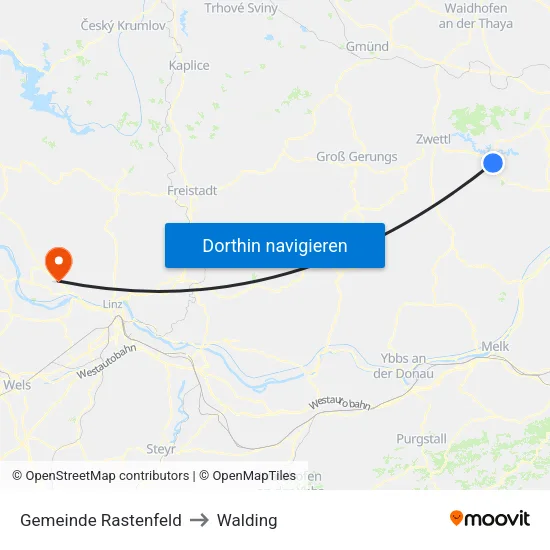 Gemeinde Rastenfeld to Walding map