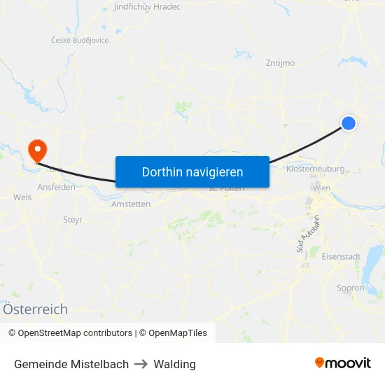 Gemeinde Mistelbach to Walding map