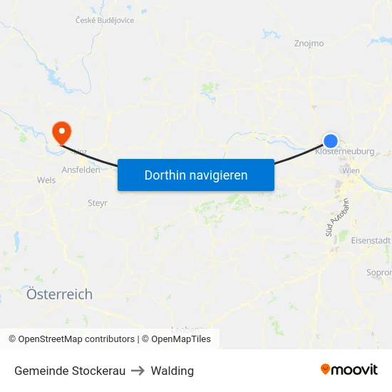 Gemeinde Stockerau to Walding map