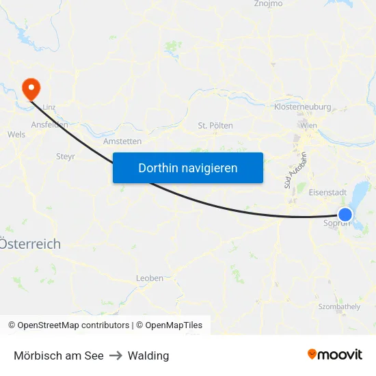 Mörbisch am See to Walding map