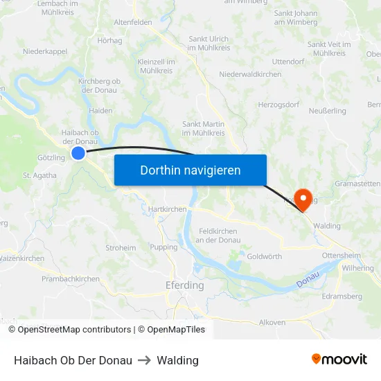 Haibach Ob Der Donau to Walding map
