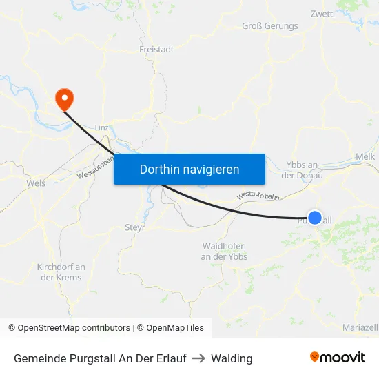 Gemeinde Purgstall An Der Erlauf to Walding map