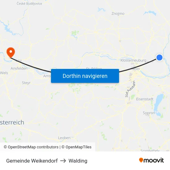 Gemeinde Weikendorf to Walding map
