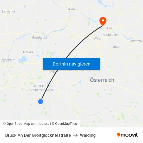 Bruck An Der Großglocknerstraße to Walding map