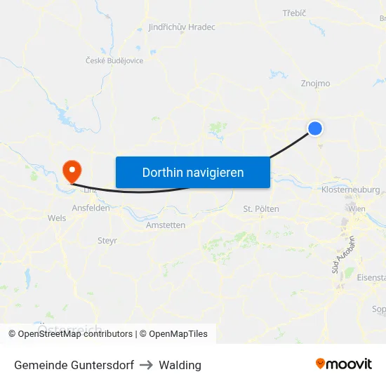 Gemeinde Guntersdorf to Walding map