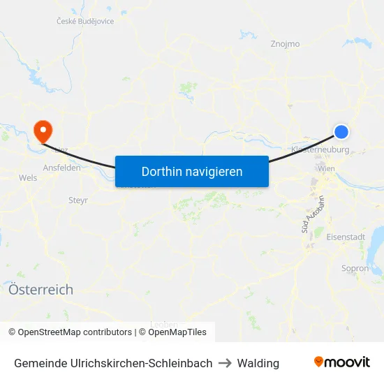 Gemeinde Ulrichskirchen-Schleinbach to Walding map