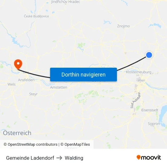 Gemeinde Ladendorf to Walding map