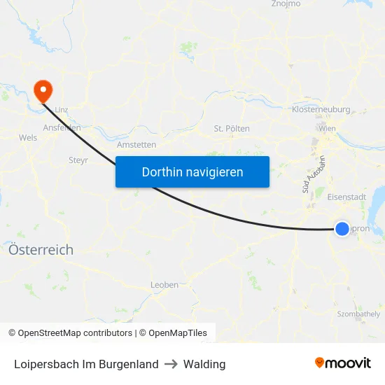 Loipersbach Im Burgenland to Walding map