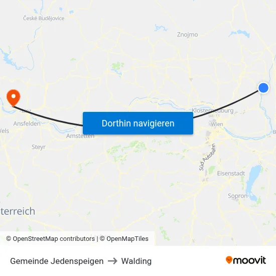 Gemeinde Jedenspeigen to Walding map