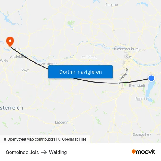 Gemeinde Jois to Walding map