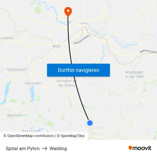 Spital am Pyhrn to Walding map