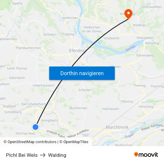 Pichl Bei Wels to Walding map
