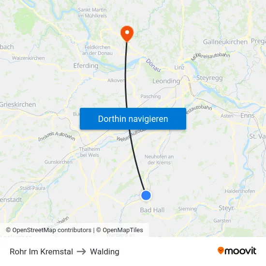 Rohr Im Kremstal to Walding map