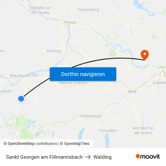 Sankt Georgen am Fillmannsbach to Walding map