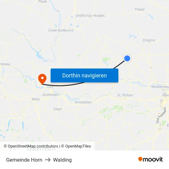 Gemeinde Horn to Walding map