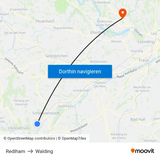 Redlham to Walding map