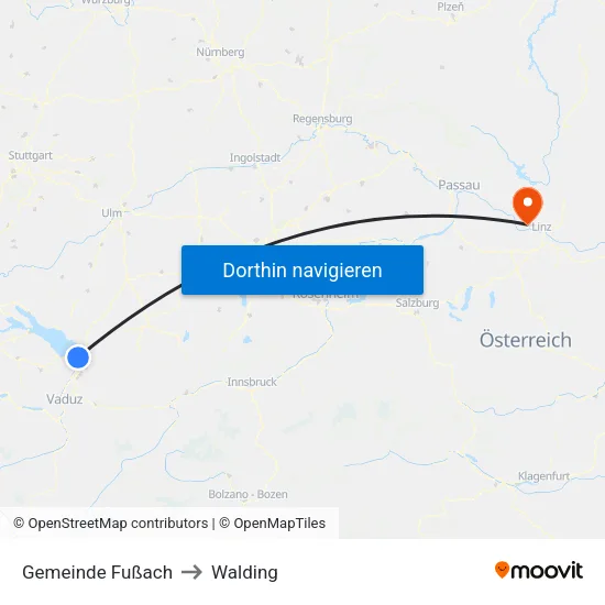 Gemeinde Fußach to Walding map