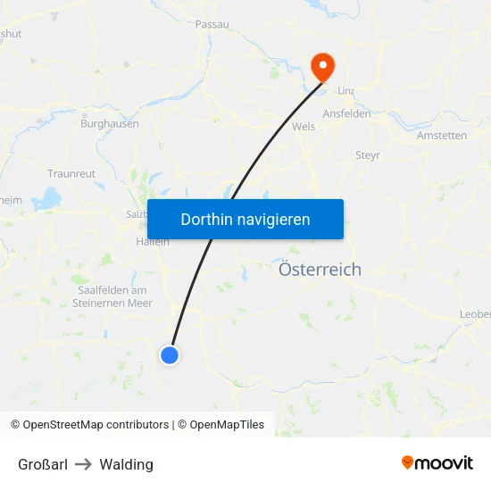 Großarl to Walding map