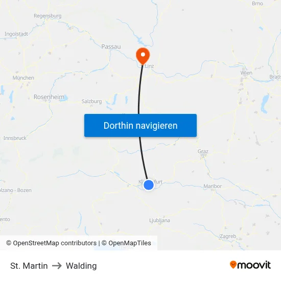 St. Martin to Walding map